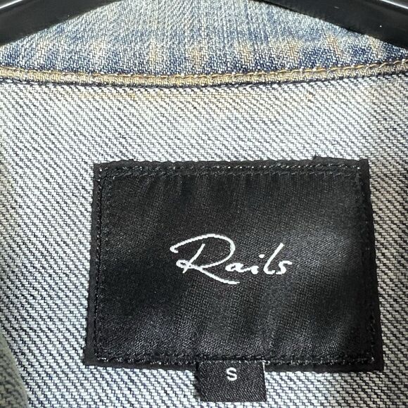 Rails Knox Distressed Denim Jacket Women’s Small Custom Embroidery Factory DYLAN - Picture 11 of 16